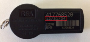 RSA token expiry date printed on the back of token