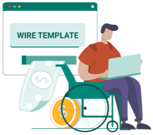 Image d’un avocat assis à un ordinateur portable en train de configurer les virements SureFund sur leur plateforme bancaire en ligne